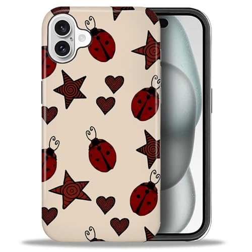 ZHEGAILIAN 2-in-1-Hybrid-Schutzhülle für iPhone 16, stoßfeste Hartschale + weiches Silikon, rutschfester Griff und Fallschutz, rote Marienkäfer, Sterne, Herzen ZHEGAILIAN 2-in-1-Hybrid-Schutzhülle für iPhone 16, stoßfeste Hartschale + weiches Silikon, rutschfester Griff und Fallschutz, rote Marienkäfer, Sterne, Herzen von ZHEGAILIAN