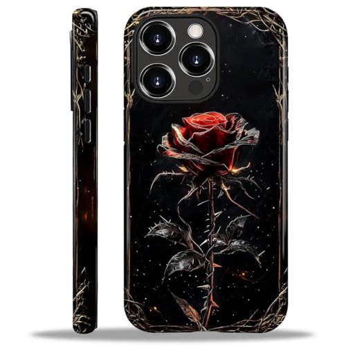ZHEGAILIAN 2 in 1 Hybrid-Schutzhülle für iPhone 16 Pro | Stoßfestes Silikon + harte PC-Schutzhülle mit stylischem Musterdesign, langlebiger Fallschutz - Schwarz Rot Rose ZHEGAILIAN 2 in 1 Hybrid-Schutzhülle für iPhone 16 Pro | Stoßfestes Silikon + harte PC-Schutzhülle mit stylischem Musterdesign, langlebiger Fallschutz - Schwarz Rot Rose von ZHEGAILIAN