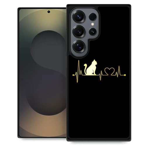 ZHEGAILIAN Kompatibel mit Samsung Galaxy S25 Ultra, rutschfeste, weiche TPU-Stoßdämpfer, stoßfeste Schutzhülle, kompatibel mit Samsung Galaxy S25 Ultra 17,5 cm (6,9 Zoll), für Damen, Katzen-Herzschlag von ZHEGAILIAN