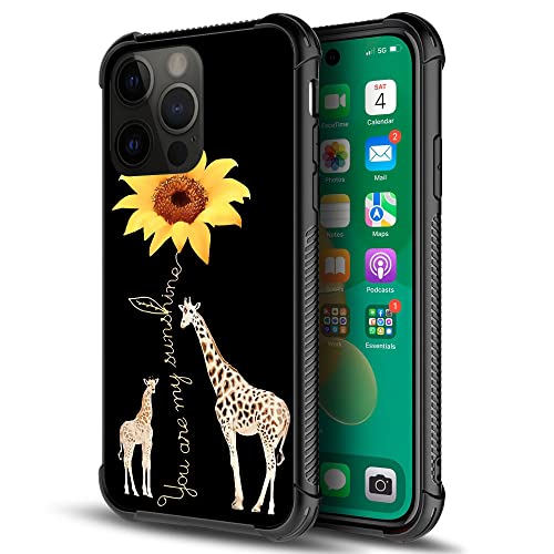 ZHEGAILIAN Kompatibel mit iPhone 14 Hülle, Giraffe Sonnenblume iPhone 14 Hüllen für Mädchen/Frauen, UNBreak verstärkte Ecken, weicher TPU-Rahmen, Ganzkörper-Schutzhülle für iPhone 14 von ZHEGAILIAN