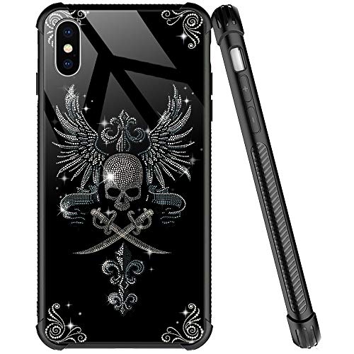 ZHEGAILIAN Schutzhülle für iPhone XR, Motiv Totenkopf aus Hartglas für Mädchen und Frauen, viereckiges Design, Kratzfest, stoßfest, kompatibel mit iPhone XR von ZHEGAILIAN