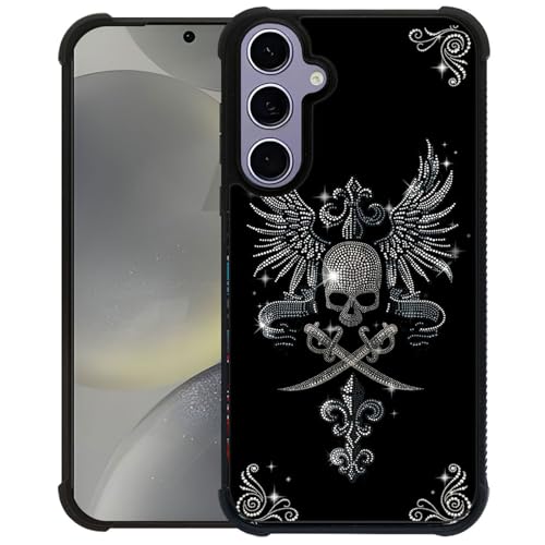 ZHEGAILIAN Schutzhülle kompatibel mit Samsung Galaxy S24, Diamant-Totenkopf-Hülle für Samsung S24 für Mädchen und Jungen, stoßfest, mit vier Ecken, 15,7 cm (6,2 Zoll) von ZHEGAILIAN