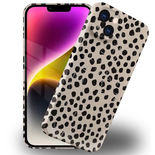 ZHEGAILIAN Schutzhülle kompatibel mit iPhone 15, Khaki-Schwarz, Leoparden-Hülle für iPhone 15, Damen, Mädchen, rutschfester Fallschutz mit schlankem TPU-3D-Muster-Design für iPhone 15 von ZHEGAILIAN