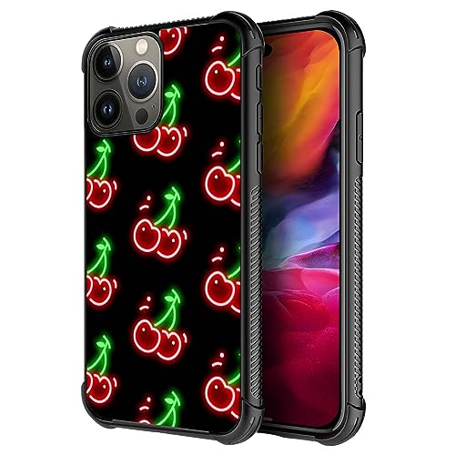 ZHEGAILIAN Schutzhülle kompatibel mit iPhone 15 Pro Max, fluoreszierende Kirsche 15 Pro Max Hüllen für Mädchen, ungebrochene verstärkte Ecken, Rückabdeckung, weiche TPU-Schutzhülle, kompatibel mit von ZHEGAILIAN