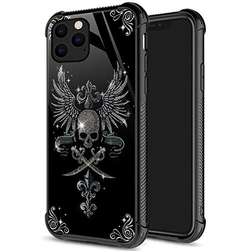 iPhone 13 Mini Hülle, Diamant Schädel iPhone 13 Mini Hüllen für Frauen Mädchen, Muster Design Stoßfest Anti-Kratzen Bio Glas Hülle für Apple iPhone 13 Mini 6.1 Zoll Diamant Schädel von ZHEGAILIAN