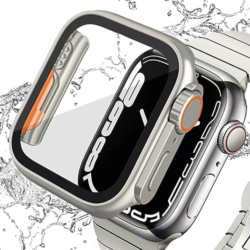 ZHENGLIAN wasserdichte Schutzhülle für Apple Watch SE 4, 5, 6, 7, 8, 45 mm, 44 mm, 41 mm, 40 mm, mit Displayschutzfolie aus gehärtetem Glas, vollständiger Schutz, PC-Material, Abdeckung für Apple von ZHENGLIAN