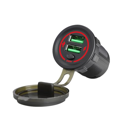 Zwei USB-Ports, 36 W, Schnelllade-Auto-Adapter mit Schaltern und LED, für 12 V 24 V Autos, LKWs, Motorräder und Schiffe von ZHENNB