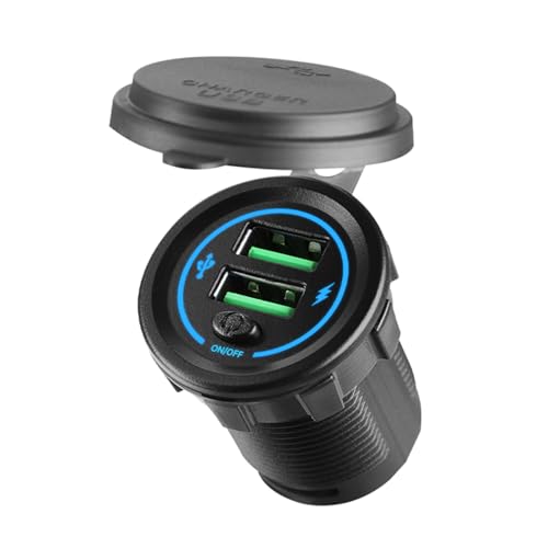 Zwei USB-Ports, 36 W, Schnelllade-Auto-Adapter mit Schaltern und LED, für 12 V 24 V Autos, LKWs, Motorräder und Schiffe Zwei USB-Ports, 36 W, Schnelllade-Auto-Adapter mit Schaltern und LED, für 12 V 24 V Autos, LKWs, Motorräder und Schiffe von ZHENNB