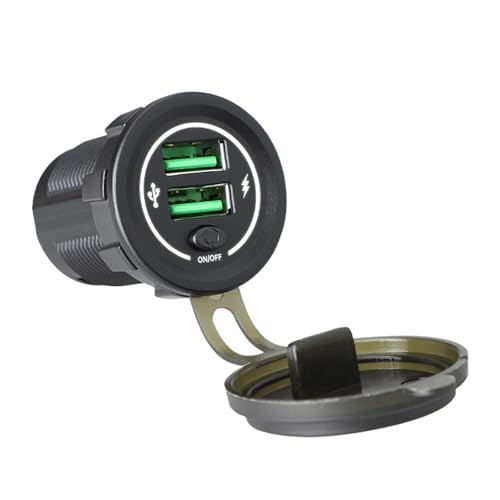 Zwei USB-Ports, 36 W, Schnelllade-Auto-Adapter mit Schaltern und LED, für 12 V 24 V Autos, LKWs, Motorräder und Schiffe Zwei USB-Ports, 36 W, Schnelllade-Auto-Adapter mit Schaltern und LED, für 12 V 24 V Autos, LKWs, Motorräder und Schiffe von ZHENNB