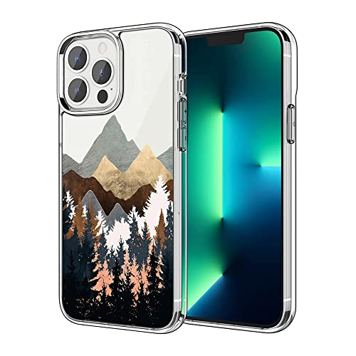 Kompatibel mit iPhone 14 Pro Max Hülle Berg Wald Natur Landschaft Nordische Abstrakte Kunst Klar Slim Schutzhülle Handyhülle von ZHEPAITAO