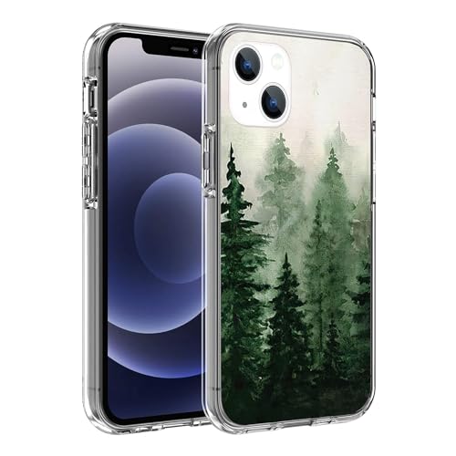 ZHEPAITAO Kompatibel mit iPhone 14 Hülle, grüner Wald, Naturkunst, iPhone transparente Hülle für Mädchen und Frauen, niedlich, stoßfest, weiche TPU-Hülle von ZHEPAITAO