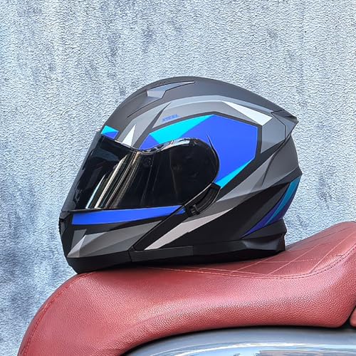 Modularer Motorrad-Integralhelm, DOT/ECE-geprüft, Doppel-Sonnenblende, hochklappbarer Motorradhelm, Moped-Straßenhelm für Erwachsene, Männer und Frauen 5,L=59-60CM Modularer Motorrad-Integralhelm, DOT/ECE-geprüft, Doppel-Sonnenblende, hochklappbarer Motorradhelm, Moped-Straßenhelm für Erwachsene, Männer und Frauen 5,L=59-60CM von ZHGAXING