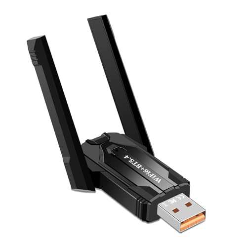 2 in 1 WLAN Bluetooth Stick, AX900M USB WLAN Stick für PC Dual Band 2.4GHz/5GHz mit Dual Antenna 5DBi, Bluetooth5.4 Dongle Kompatibel mit Windows 11/10, WLAN Stick für Computer/Laptop von ZHITING
