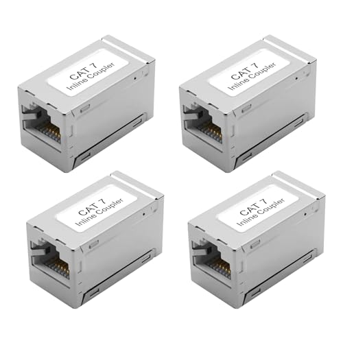 4x RJ45 Lan Kupplung Cat7,Lan Kabel Verlängerung, Lan Adapter für Ethernet Kabel, Netzwerkkabel, Patchkabel Cat7 Cat6A Cat6 Cat5e Cat5 Geschirmt von ZHITING
