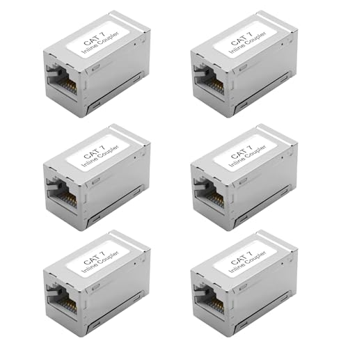 ZHITING 6x RJ45 Lan Kupplung Cat7,Lan Kabel Verlängerung, Lan Adapter für Ethernet Kabel, Netzwerkkabel, Patchkabel Cat7 Cat6A Cat6 Cat5e Cat5 Geschirmt von ZHITING
