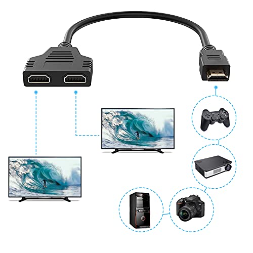 ZHITING HDMI Splitter Adapter,HDMI Stecker auf 2 HDMI Buchsen Splitter Kabel,1080P hdmi Splitter 1 in 2 Out gleichzeitig,Für HDTV,X-Box, DVD Playern Monitor(12.2inch, schwarz) von ZHITING