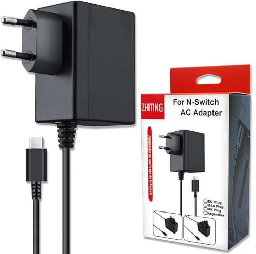 ZHITING Netzteil für Switch,Ladegerät für Switch,Ladekabel AC Adapter 15V 2.6A PD Typ C Ladegerät,Unterstützt TV-Modus,für Switch/Switch Lite/Switch Dock/Switch Pro Controller,Schwarz von ZHITING