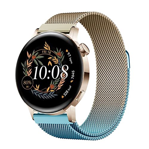 Gradient Armband Kompatibel mit Huawei Watch GT2 42mm Armband, Huawei Watch GT2 42mm Armband Gradient Metal Mesh Edelstahl Damen Herren Armband mit Gradient Magnet für Huawei Watch GT2 42mm (E) von ZHIYONG