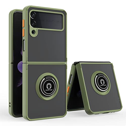Hülle Für Samsung Galaxy Z Flip 3 5G, Ultra-Dünn Hardcase PC Handyhülle Mit 360 ° Verdrehbare Ring und Kickstand mit Magnet auf Backcover Schutzhülle Kompatibel mit Samsung Z Flip 3 5G Case (G) von ZHIYONG