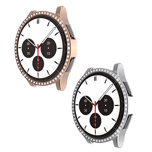 Hülle für Samsung Galaxy Watch 5 40mm/44mm Schutzhülle, Strass Glitzer Diamant Harter PC Schutzrahmen Stoßfest Kratzfest Schutzhülle Kompatibel mit Samsung Watch 5 40mm/44mm Hülle (44MM,2PCS-K) von ZHIYONG