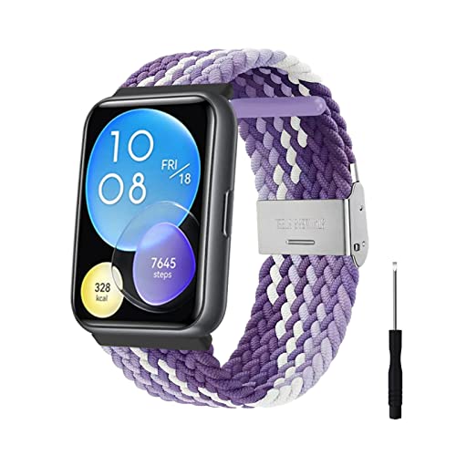 Nylon Armband für Huawei Watch Fit 2 New Armband, Huawei Watch Fit 2 New Armband Nylon Geflochten Einstellbar Elastisch Dehnbarer Ersatz Sport Armband Kompatibel mit Huawei Watch Fit 2 New (16) von ZHIYONG