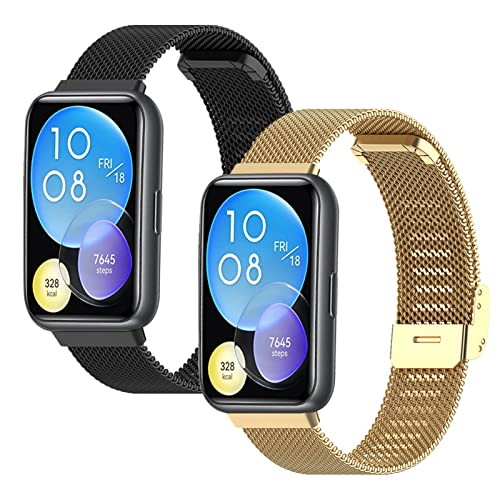 ZHIYONG 2 Stück Ersatzarmband für Huawei Watch Fit 2 New Armband für Damen/Herren, Ersatz Edelstahl Metall Armband Kompatibel mit Huawei Watch Fit 2 New (C) von ZHIYONG