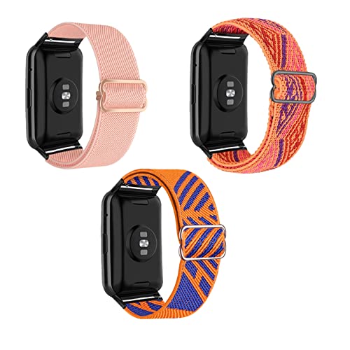 ZHIYONG 3 Stück Nylon Armband für Huawei Watch Fit 2 New Armband, Nylon Geflochten Einstellbar Elastisch Dehnbarer Ersatz Sport Armband Kompatibel mit Huawei Watch Fit 2 New (D) von ZHIYONG