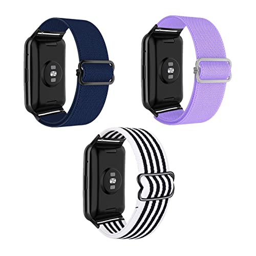 ZHIYONG 3 Stück Nylon Armband für Huawei Watch Fit 2 New Armband, Nylon Geflochten Einstellbar Elastisch Dehnbarer Ersatz Sport Armband Kompatibel mit Huawei Watch Fit 2 New (L) von ZHIYONG