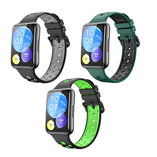 ZHIYONG 3 Stück Sport Armband für Huawei Watch Fit 2 Armband, Atmungsaktives Weiches Silikon Ersatz Armband Kompatibel mit Huawei Watch Fit 2 (3PCS-K) von ZHIYONG