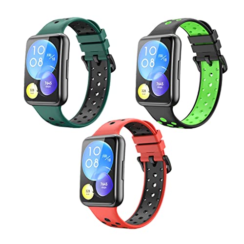 ZHIYONG 3 Stück Sport Armband für Huawei Watch Fit 2 Armband, Atmungsaktives Weiches Silikon Ersatz Armband Kompatibel mit Huawei Watch Fit 2 (3PCS-L) von ZHIYONG