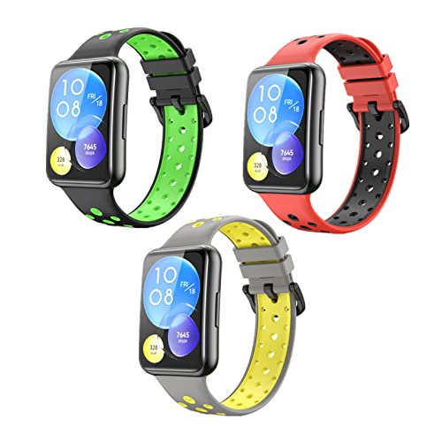 ZHIYONG 3 Stück Sport Armband für Huawei Watch Fit 2 Armband, Atmungsaktives Weiches Silikon Ersatz Armband Kompatibel mit Huawei Watch Fit 2 (3PCS-M) von ZHIYONG