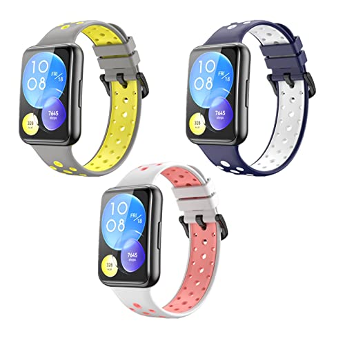 ZHIYONG 3 Stück Sport Armband für Huawei Watch Fit 2 Armband, Atmungsaktives Weiches Silikon Ersatz Armband Kompatibel mit Huawei Watch Fit 2 (3PCS-P) von ZHIYONG