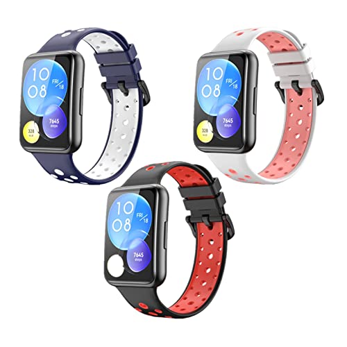 ZHIYONG 3 Stück Sport Armband für Huawei Watch Fit 2 Armband, Atmungsaktives Weiches Silikon Ersatz Armband Kompatibel mit Huawei Watch Fit 2 (3PCS-Q) von ZHIYONG