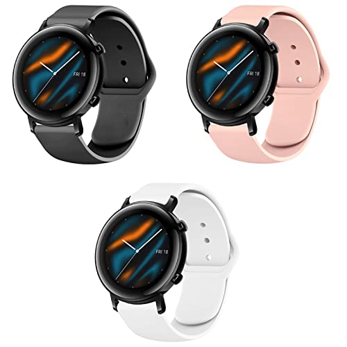 ZHIYONG 3 Stück Sport Armband für Huawei Watch GT2 42MM Armband, Huawei Watch GT2 42MM Weiche Silikon Armbänder Sport Ersatzband Kompatible für Huawei Watch GT2 42MM Armband (3PCS-B) von ZHIYONG