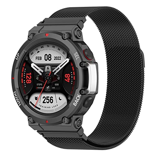 ZHIYONG Armband für Amazfit T-Rex 2 Armband, Amazfit T-Rex 2 Armband Metal Mesh Edelstahl Damen Herren Armband mit Magnet Kompatibel mit Amazfit T-Rex 2 (A) von ZHIYONG