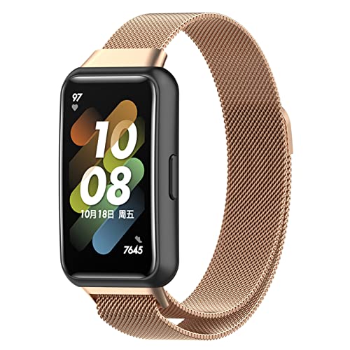 ZHIYONG Armband für Huawei Band 7 / Honor Band 7 Armband, Huawei Band 7 / Honor Band 7 Armband Metal Mesh Edelstahl Damen Herren Armband mit Magnet Kompatibel mit Huawei Band 7 / Honor Band 7 (K) von ZHIYONG
