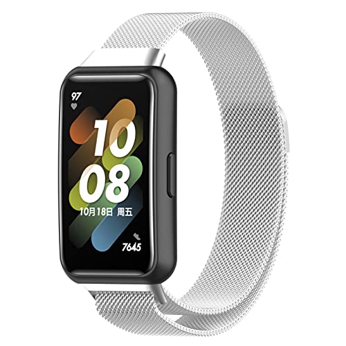 ZHIYONG Armband für Huawei Band 7 / Honor Band 7 Armband, Huawei Band 7 / Honor Band 7 Armband Metal Mesh Edelstahl Damen Herren Armband mit Magnet Kompatibel mit Huawei Band 7 / Honor Band 7 (N) von ZHIYONG