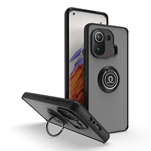 ZHIYONG Hülle Für Xiaomi Mi 11 Pro, Ultra-Dünn Hardcase PC Handyhülle Mit 360 ° Verdrehbare Ring und Kickstand mit Magnet auf Backcover Schutzhülle Kompatibel mit Xiaomi Mi 11 Pro Cover Case (A) von ZHIYONG