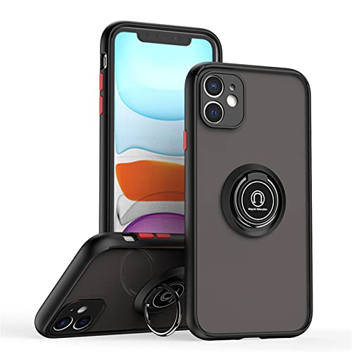 ZHIYONG Hülle Für iPhone 12, Ultra-Dünn Hardcase PC Handyhülle Mit 360 ° Verdrehbare Ring und Kickstand mit Magnet auf Backcover Schutzhülle Kompatibel mit iPhone 12 Cover Case (A) von ZHIYONG