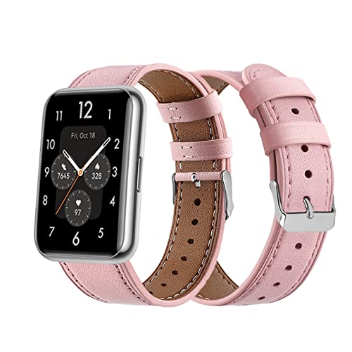 ZHIYONG Leder Armband für Huawei Watch Fit 2 New Armband, Huawei Watch Fit 2 New Blumen Lederband Ersatzband mit Edelstahl-Verschluss Kompatibel mit Huawei Watch Fit 2 New (E) von ZHIYONG