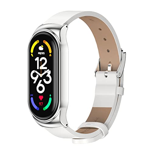 ZHIYONG Leder Armband für Xiaomi Mi Band 7 Armband, Xiaomi Mi Band 7 Blumen Lederband Ersatzband mit Edelstahl-Verschluss Kompatibel mit Xiaomi Mi Band 7 2022 Armband (A) von ZHIYONG