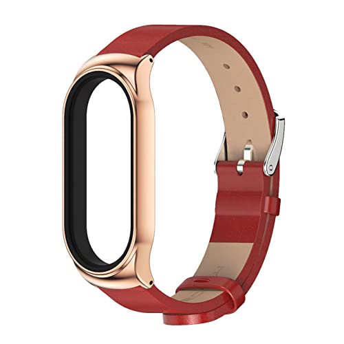 ZHIYONG Leder Armband für Xiaomi Mi Band 7 Armband, Xiaomi Mi Band 7 Blumen Lederband Ersatzband mit Edelstahl-Verschluss Kompatibel mit Xiaomi Mi Band 7 2022 Armband (D) von ZHIYONG