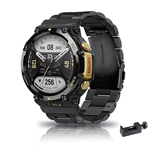 ZHIYONG Metall Armband für Amazfit T-Rex 2 Armband, Amazfit T-Rex 2 Verstellbare Edelstahl Ersatzbänder Armband Kompatibel mit Amazfit T-Rex 2 (Schwarz) von ZHIYONG
