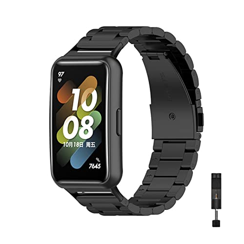 ZHIYONG Metall Armband für Huawei Band 7 / Honor Band 7 Armband, Huawei Band 7 / Honor Band 7 Verstellbare Edelstahl Ersatzbänder Armband Kompatibel mit Huawei Band 7 / Honor Band 7 (A) von ZHIYONG