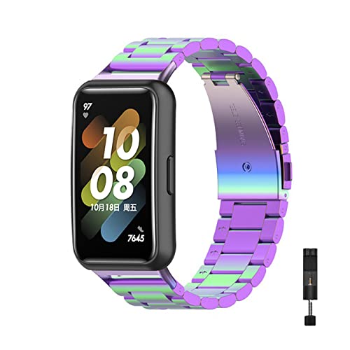 ZHIYONG Metall Armband für Huawei Band 7 / Honor Band 7 Armband, Huawei Band 7 / Honor Band 7 Verstellbare Edelstahl Ersatzbänder Armband Kompatibel mit Huawei Band 7 / Honor Band 7 (C) von ZHIYONG