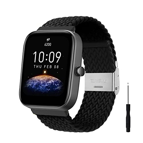 ZHIYONG Nylon Armband für Amazfit Bip 3 / Bip 3 Pro Armband, Nylon Geflochten Einstellbar Elastisch Dehnbarer Ersatz Sport Armband Kompatibel mit Amazfit Bip 3 / Bip 3 Pro (18) von ZHIYONG