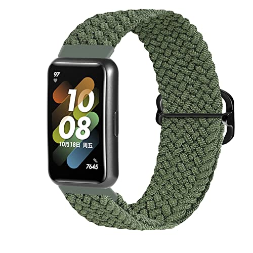 ZHIYONG Nylon Armband für Huawei Band 7 Armband, Nylon Geflochten Einstellbar Elastisch Dehnbarer Ersatz Sport Armband Kompatibel mit Armband Huawei Band 7 (K) von ZHIYONG