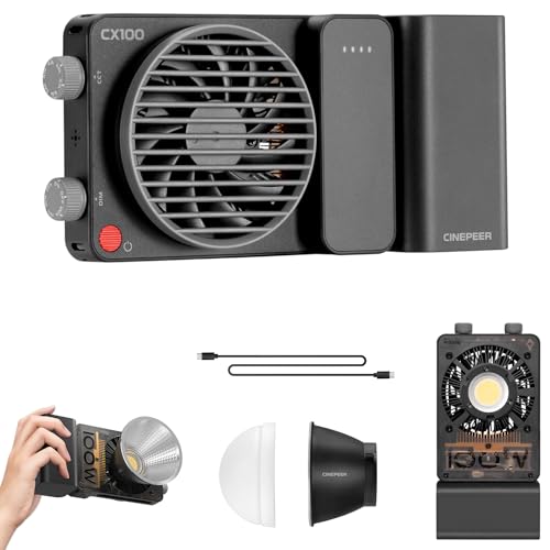 ZHIYUN CINEPEER CX100 100 W LED-Videoleuchte, tragbares Fotografie-Licht, zweifarbig, 2700 K ~ 6500 K, CRI 96+, TLCI 97+, Helligkeitskontrolle, Kameralicht, 4500 mAh, mit integrierten Lüftern von ZHIYUN