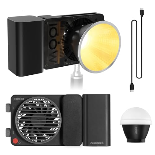 ZHIYUN CINEPEER CX100 COB LED-Videoleuchte, 100 W, zweifarbig, 2700 K-6500 K, mit Diffusor und Akku, CRI96+ TLCI97+ von ZHIYUN