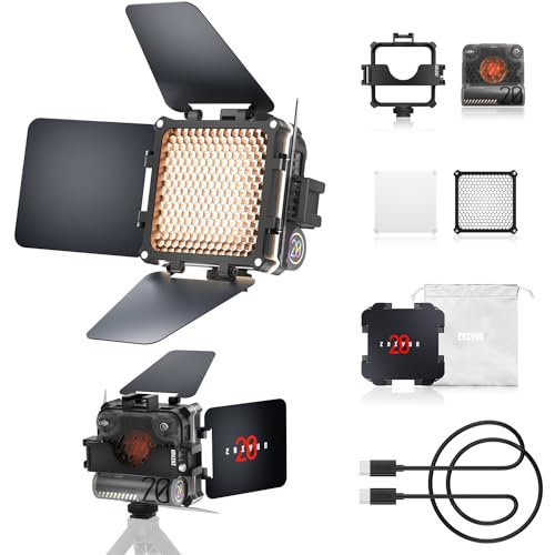 ZHIYUN FIVERAY M20 Combo LED Fotografie Dauerbeleuchtung 20W Bi-Color 2700K-6500K mit magnetischem Scheunentor-Diffusor CRI 95+ TLCI 97+ von ZHIYUN